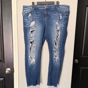 Torrid Distressed Women's Blue Ripped Jeans